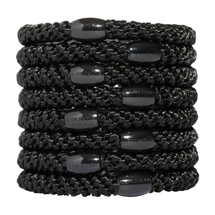 L. Erickson Grab & Go Ponytail Holders black set of 8 front view