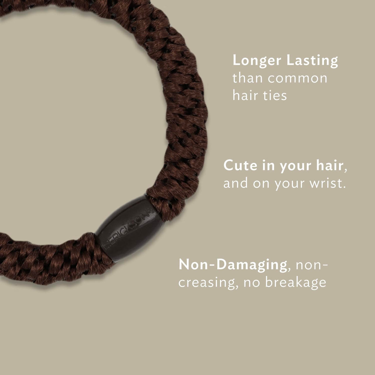 L. Erickson hair ties with braided texture and coordinating beads