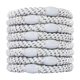 L. Erickson Silver Grab & Go Ponytail Holders front view with silver and grey tones