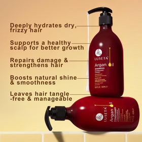 L LUSETA Argan Oil Shampoo and Conditioner set side view