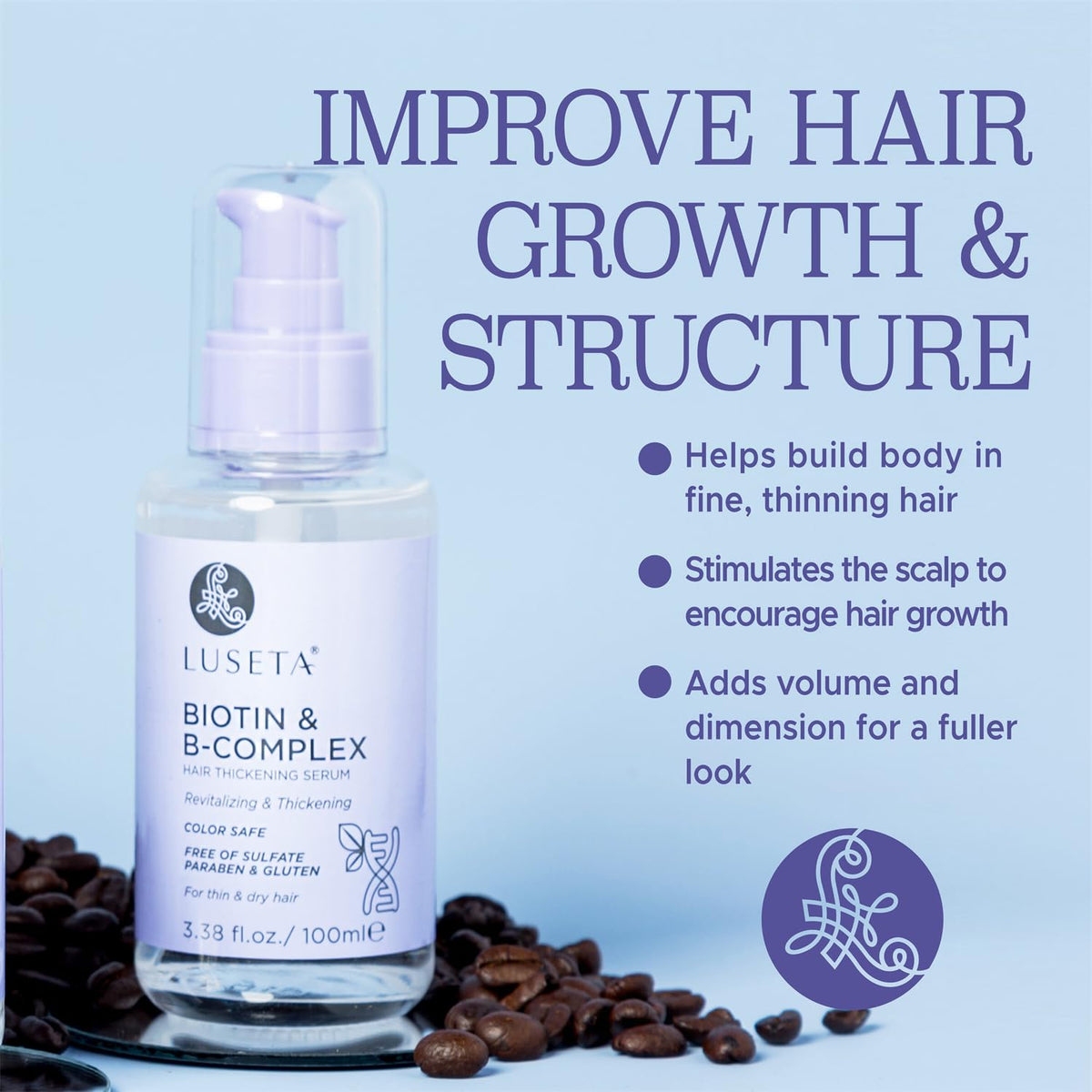 L LUSETA Biotin B-Complex Hair Growth Serum texture close-up