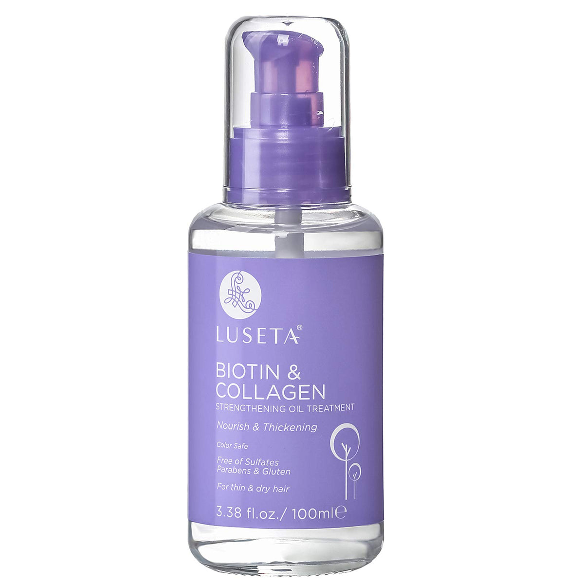 L LUSETA Biotin & Collagen Hair Oil Serum 3.38 fl oz front view