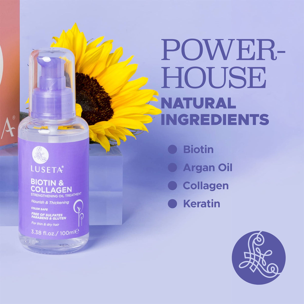L LUSETA Biotin & Collagen Hair Oil Serum application on hair