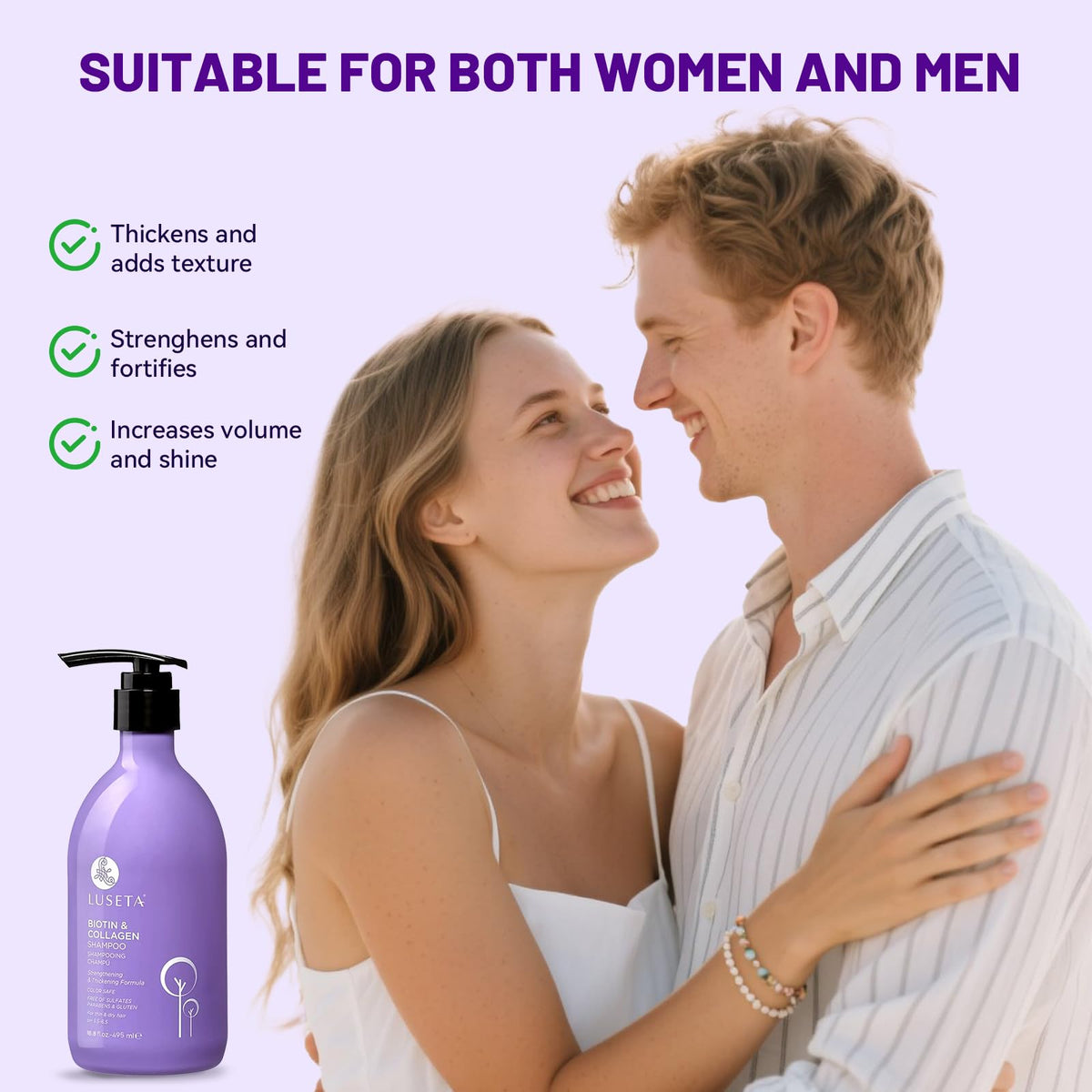 L LUSETA Biotin Collagen Shampoo lathering in hand
