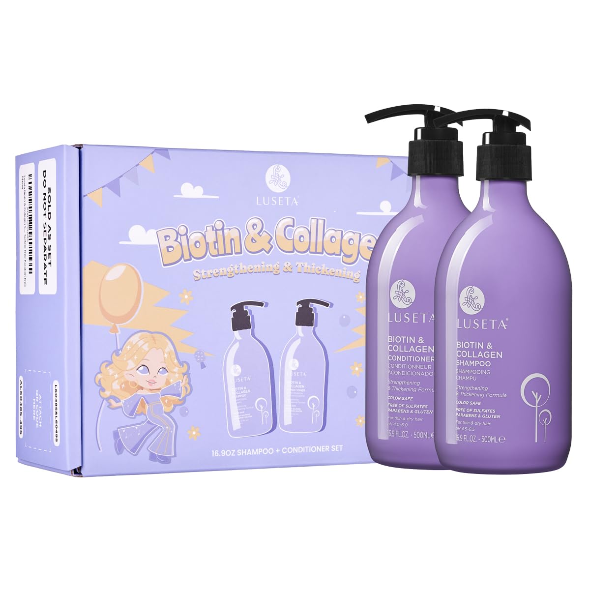 L LUSETA Biotin Shampoo and Conditioner Set front view