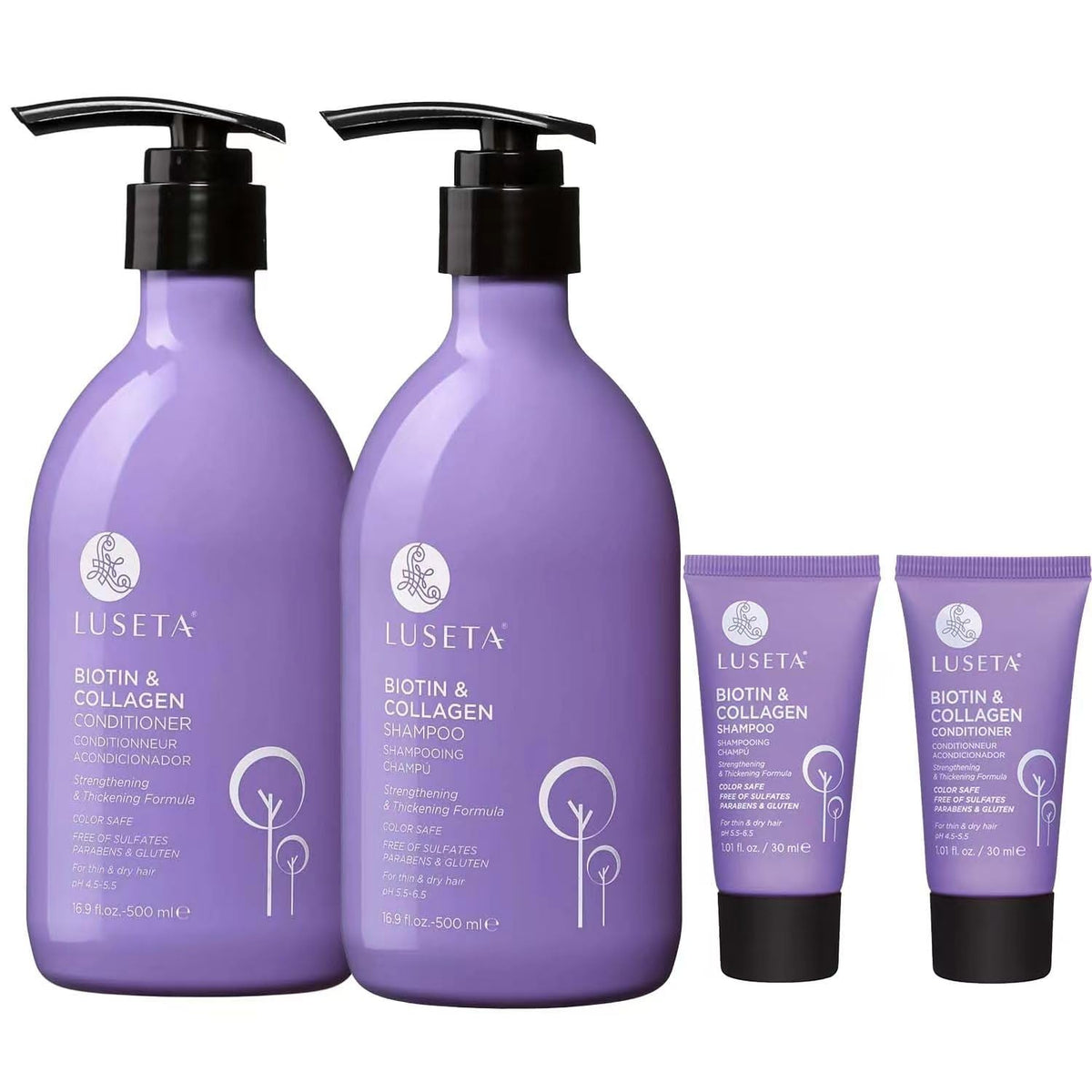 L LUSETA Biotin Shampoo and Conditioner Set full-size bottles