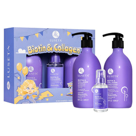 L LUSETA Biotin Trio Hair Care Set includes shampoo, conditioner, and serum