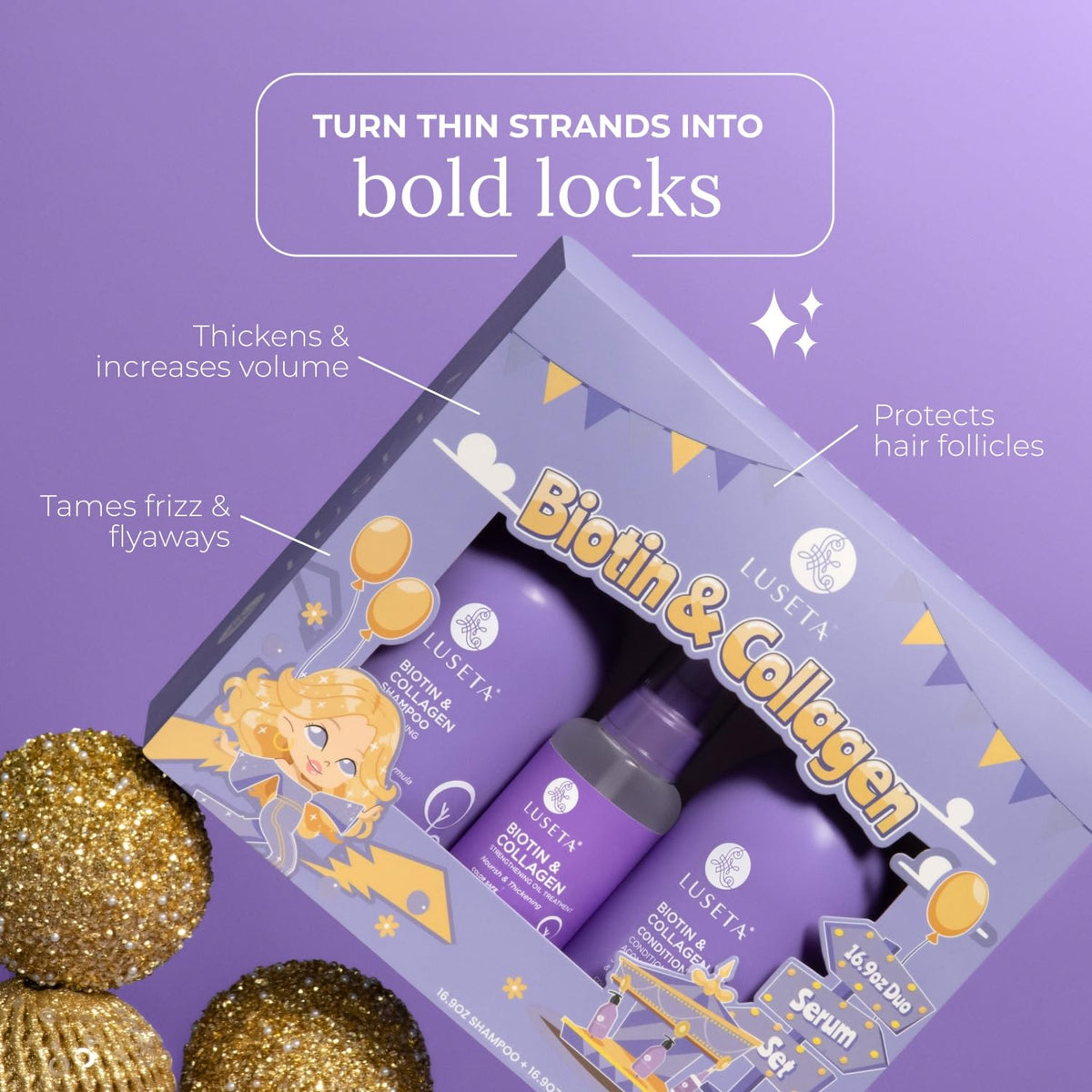 L LUSETA Biotin Trio Hair Care Set packaging