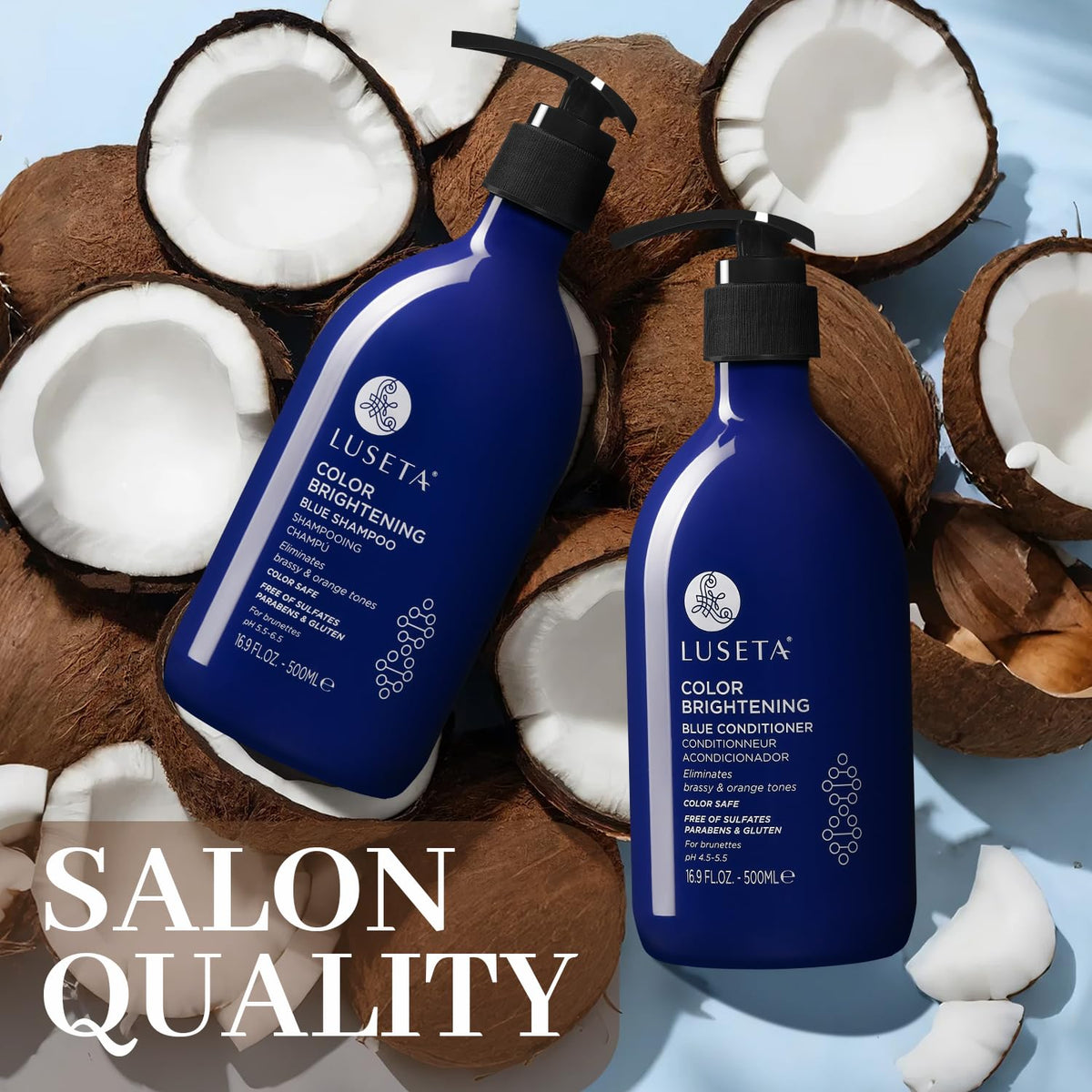 L LUSETA Blue Shampoo and Conditioner set packaging