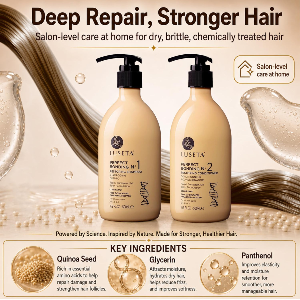 L LUSETA Bond Repair Shampoo texture close-up