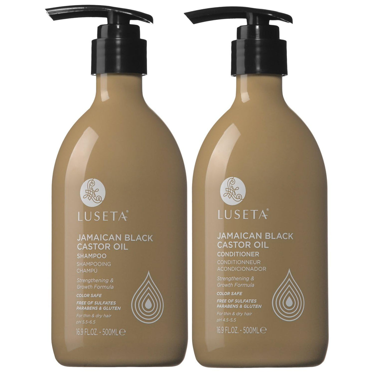 L LUSETA Castor Oil Shampoo and Conditioner Set front view