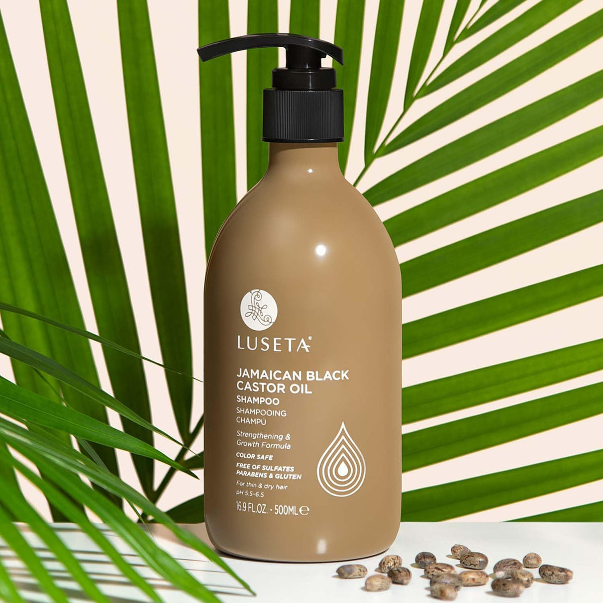 L LUSETA Castor Oil Shampoo lathering in hands