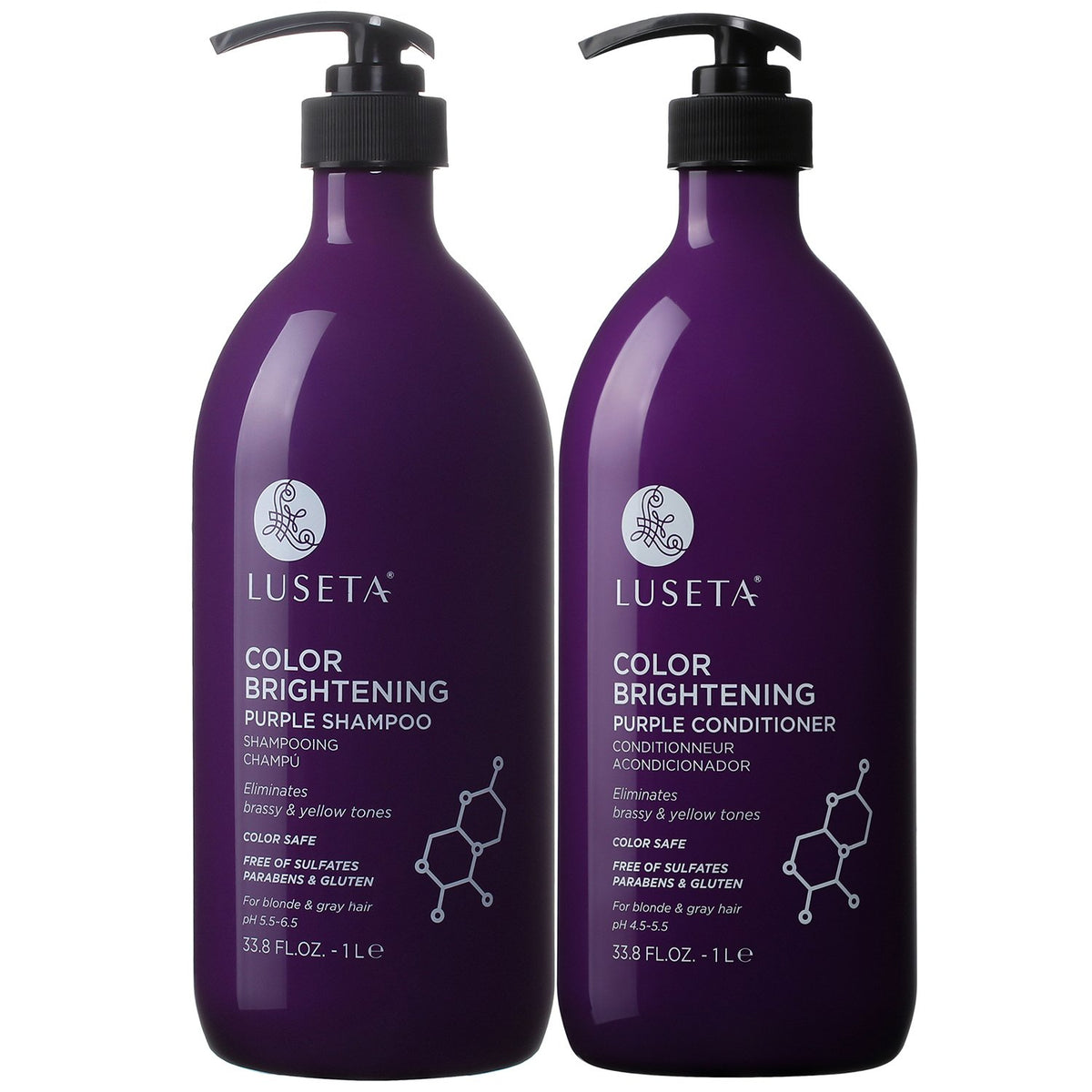 L LUSETA Color Brightening Purple Shampoo front view, 33.8oz