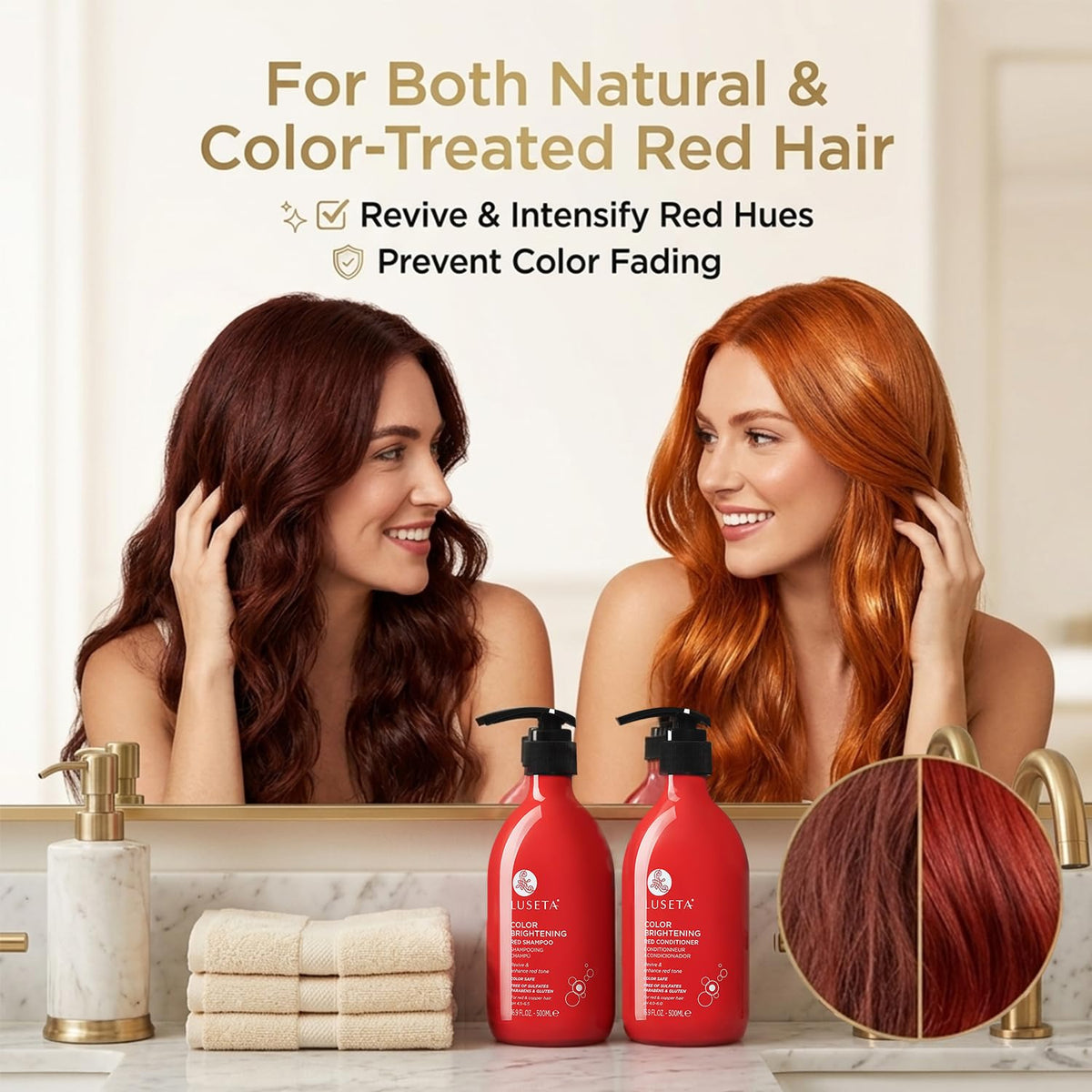 L LUSETA Color support Shampoo and Conditioner Set with pomegranate extract