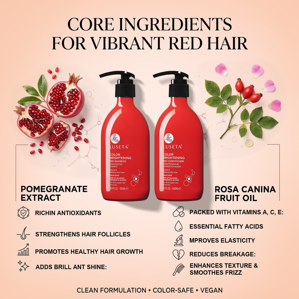 L LUSETA conditioner bottle showcasing smooth texture