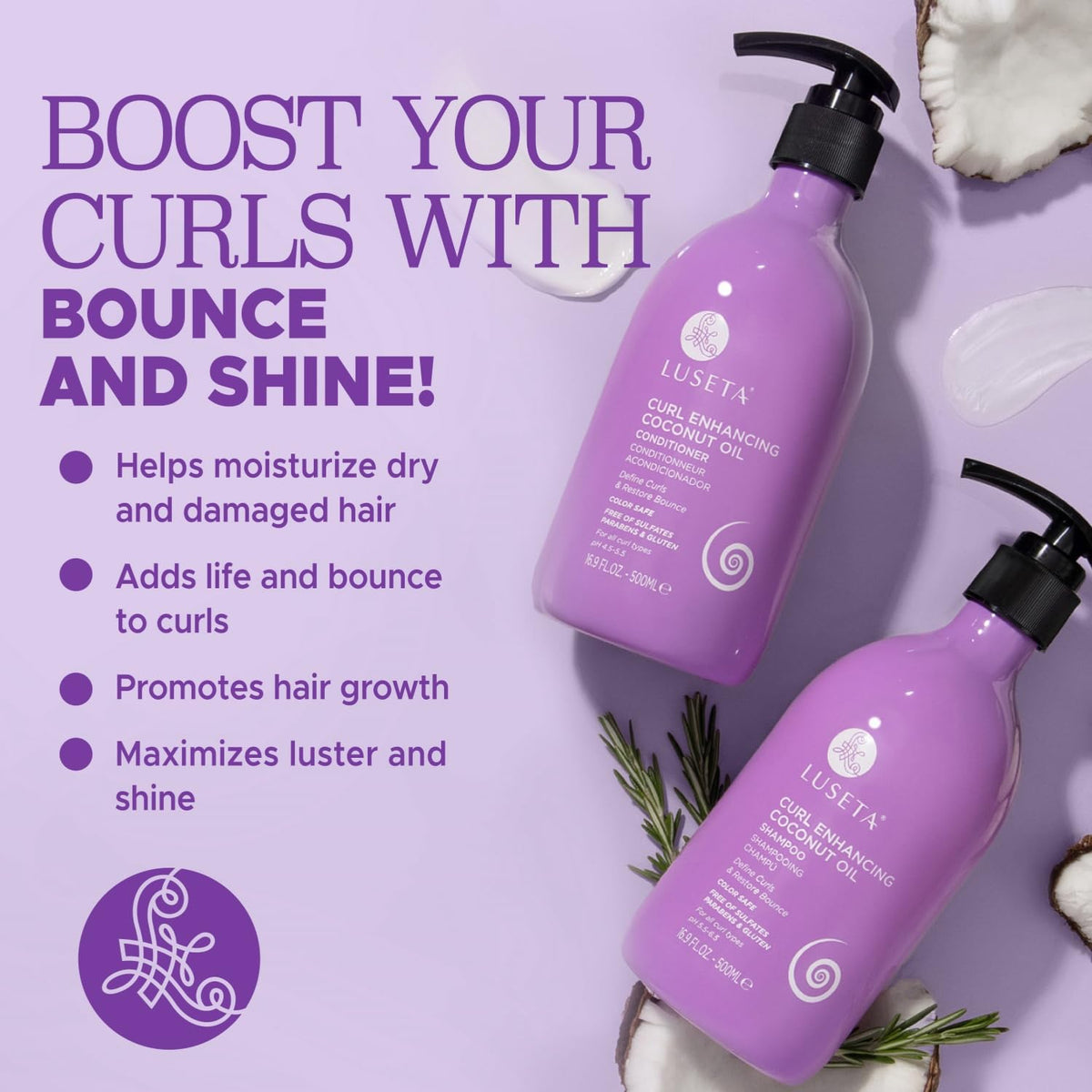 L LUSETA Curly Hair Conditioner front view 16.9 fl oz