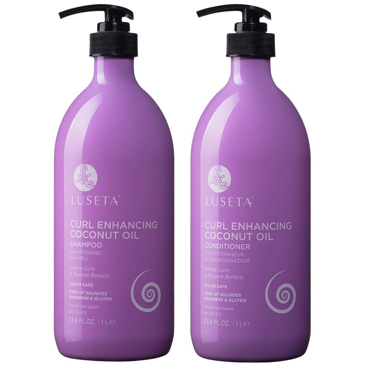 L LUSETA Curly Hair Shampoo and Conditioner Set front view