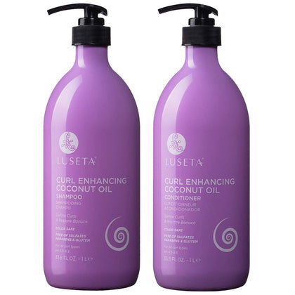 L LUSETA Curly Hair Shampoo and Conditioner Set front view
