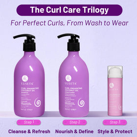 L LUSETA Curly Shampoo application on curly hair
