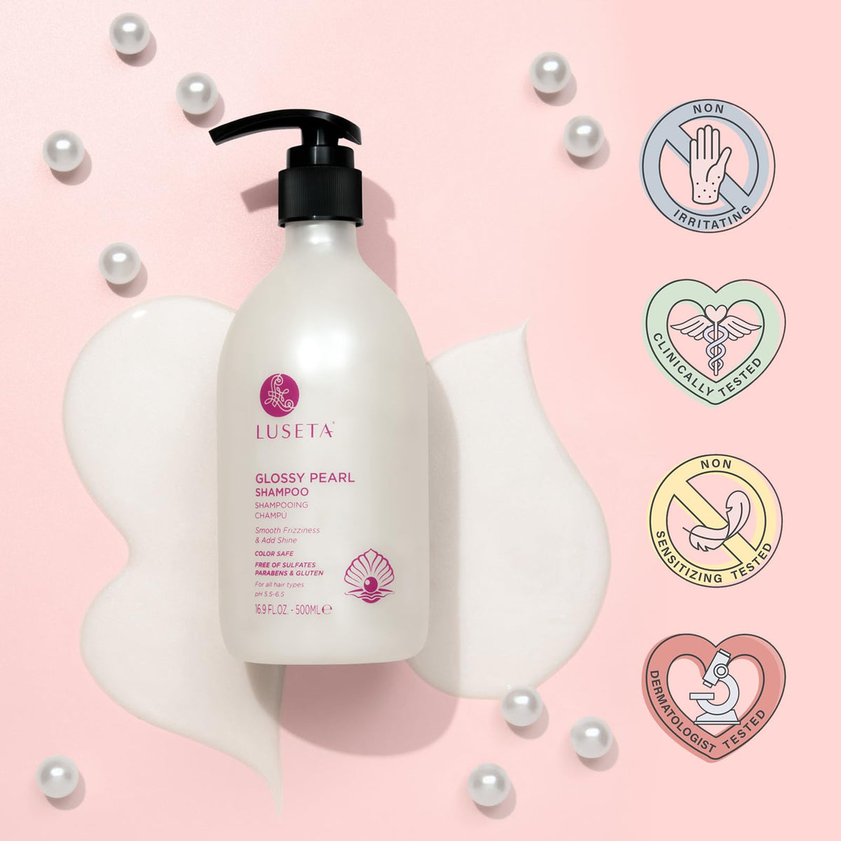 L LUSETA Glossing Pearl Conditioner applied to hair