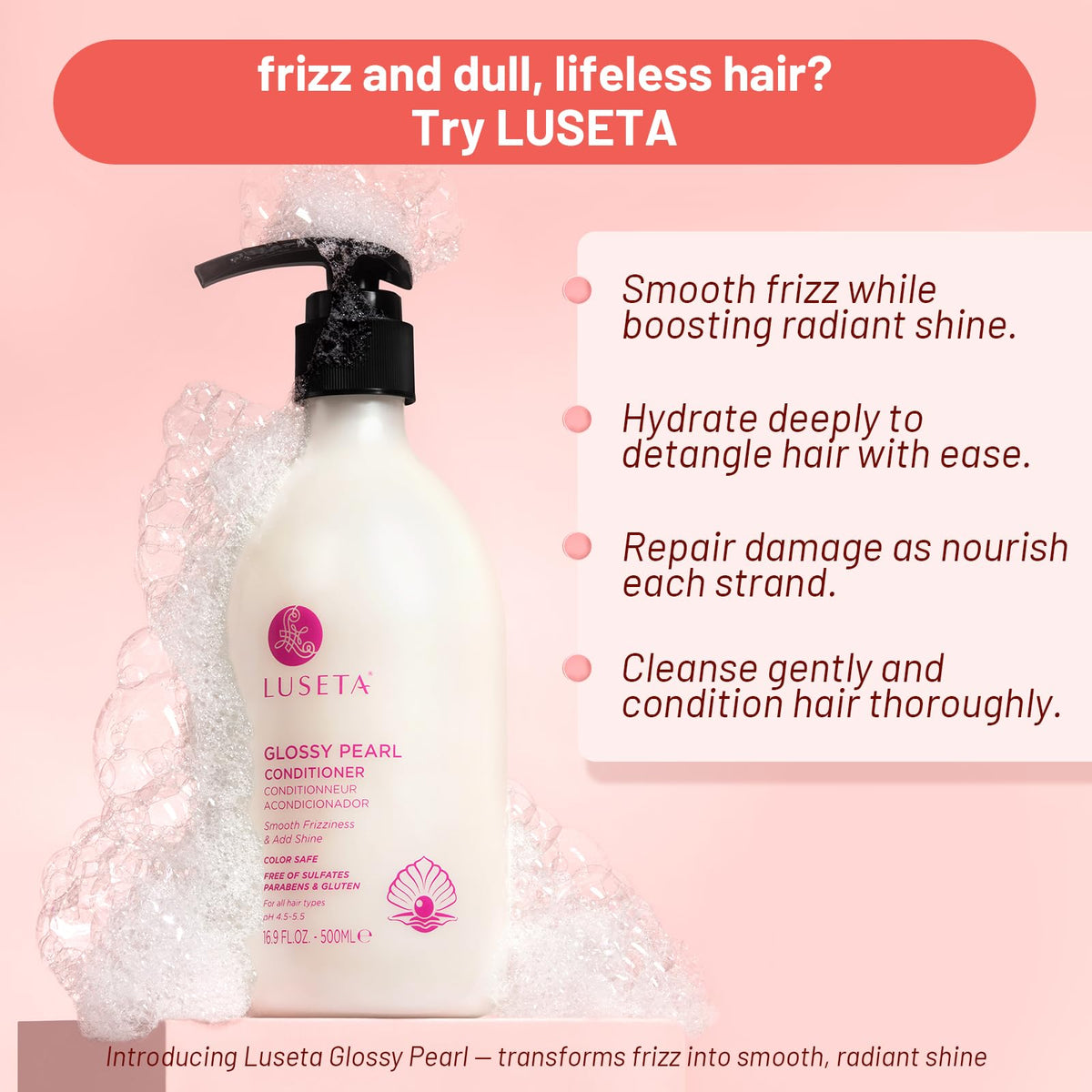 L LUSETA Glossing Pearl Shampoo bottle with pearl protein