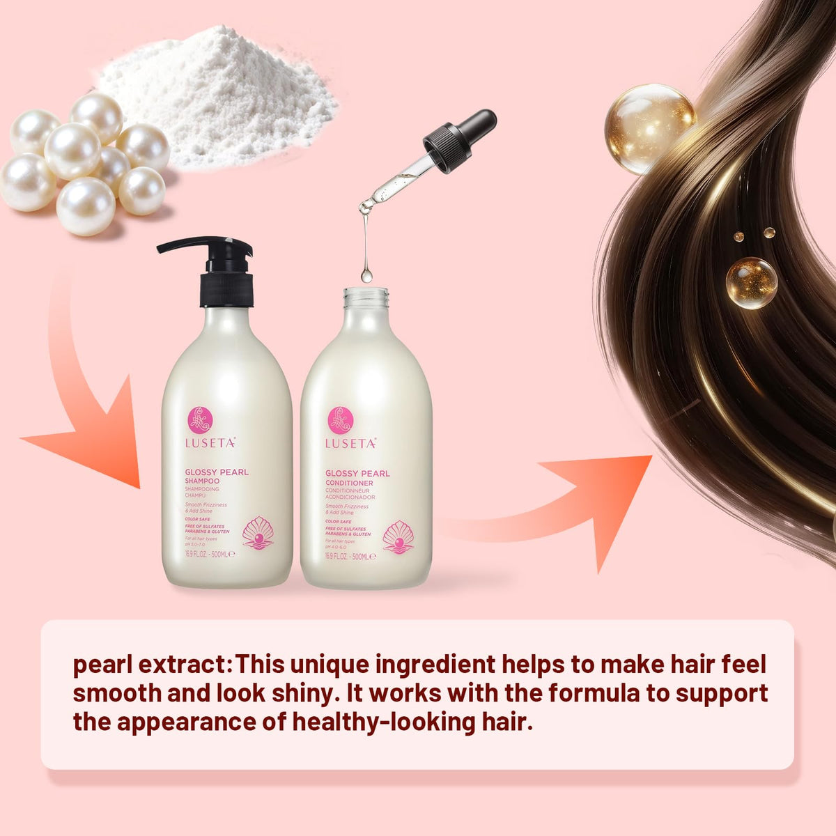 L LUSETA Glossing Pearl Shampoo lathering in hair