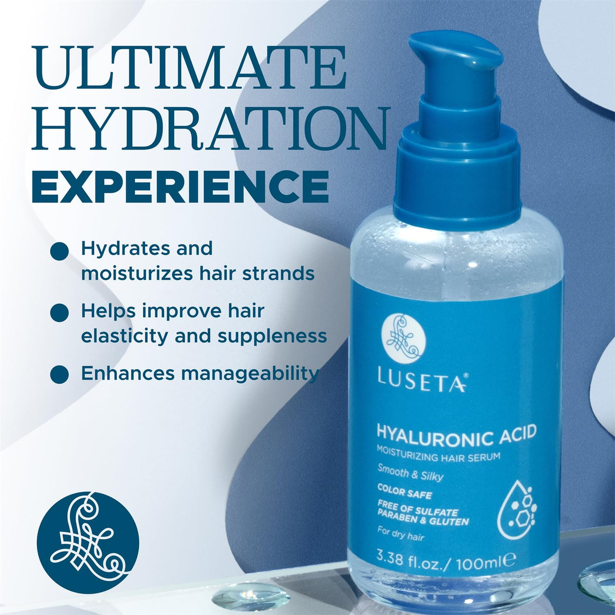 L LUSETA Hyaluronic Acid Hair Serum bottle with cap
