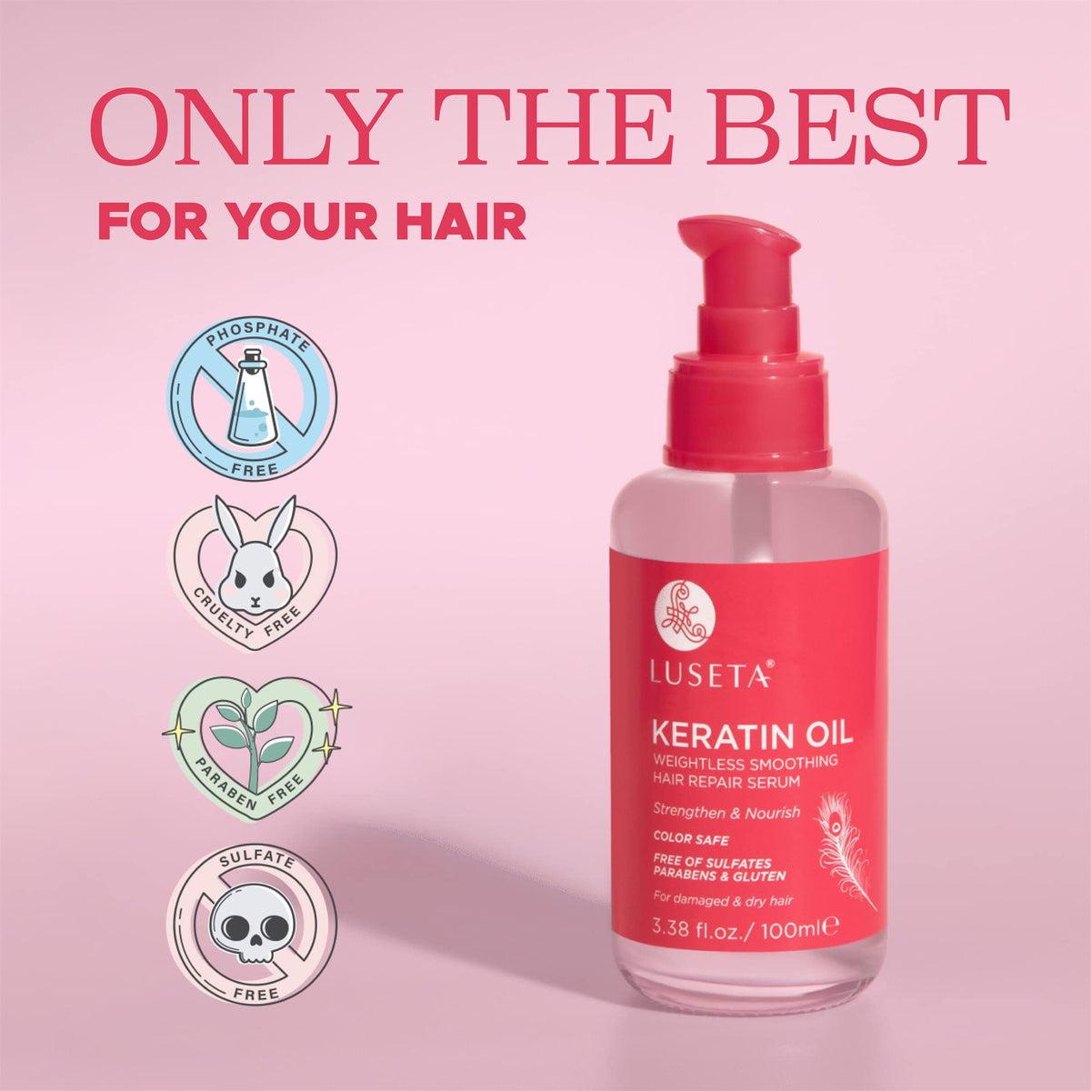L LUSETA Keratin Hair Oil Serum application on hair