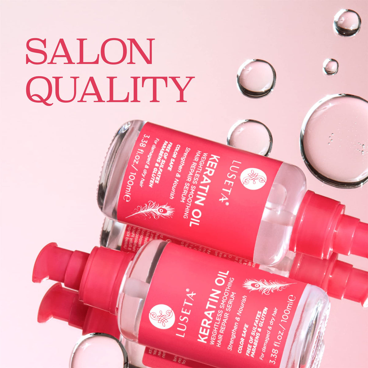 L LUSETA Keratin Hair Oil Serum bottle with cap