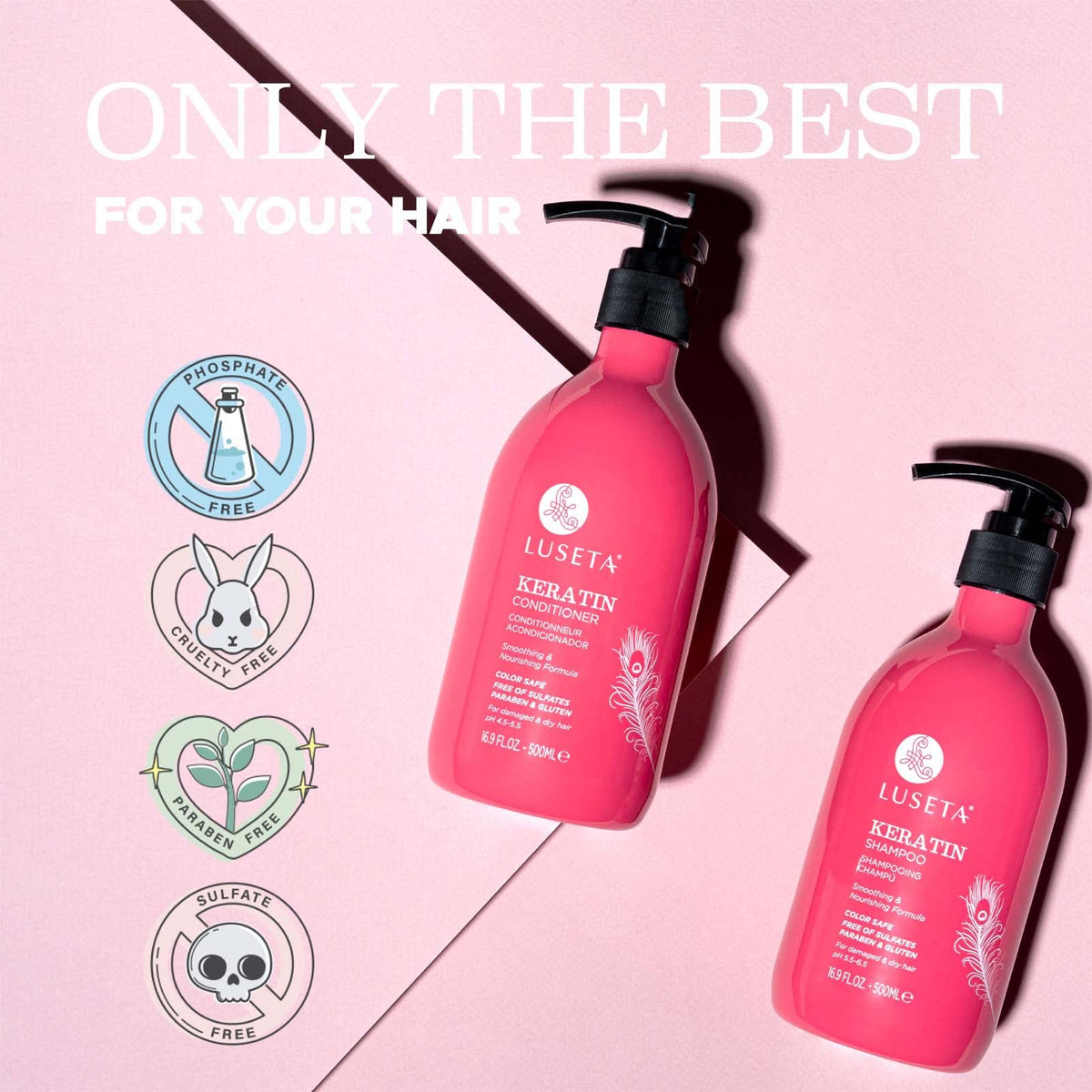 L LUSETA Keratin Shampoo and Conditioner Set packaging