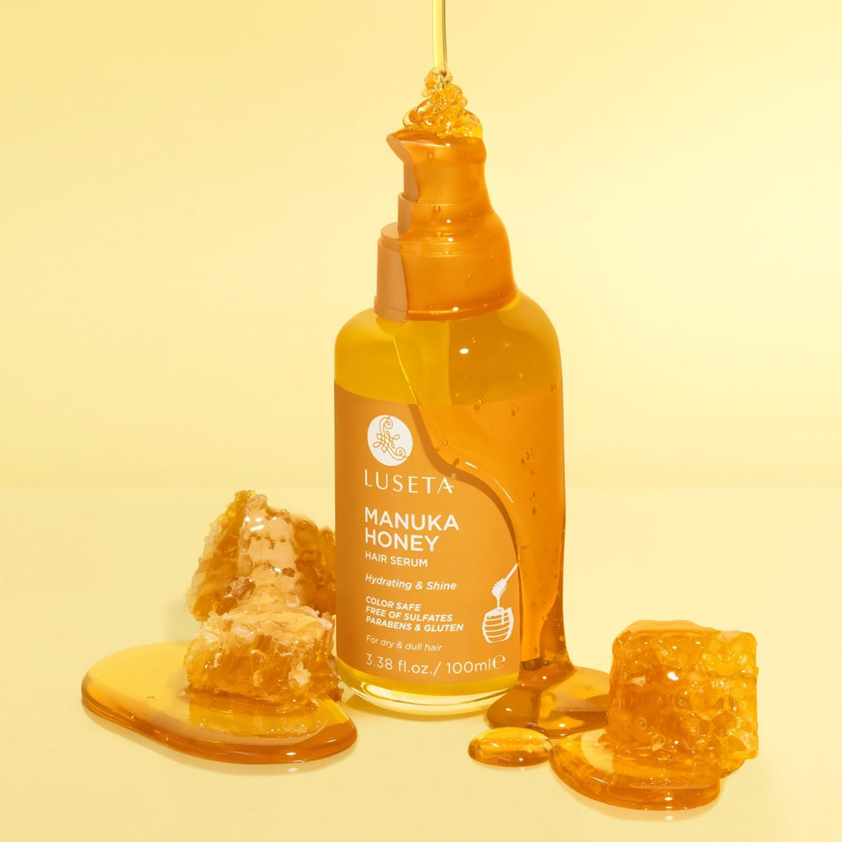 L LUSETA Manuka Honey Hair Oil application on dry hair