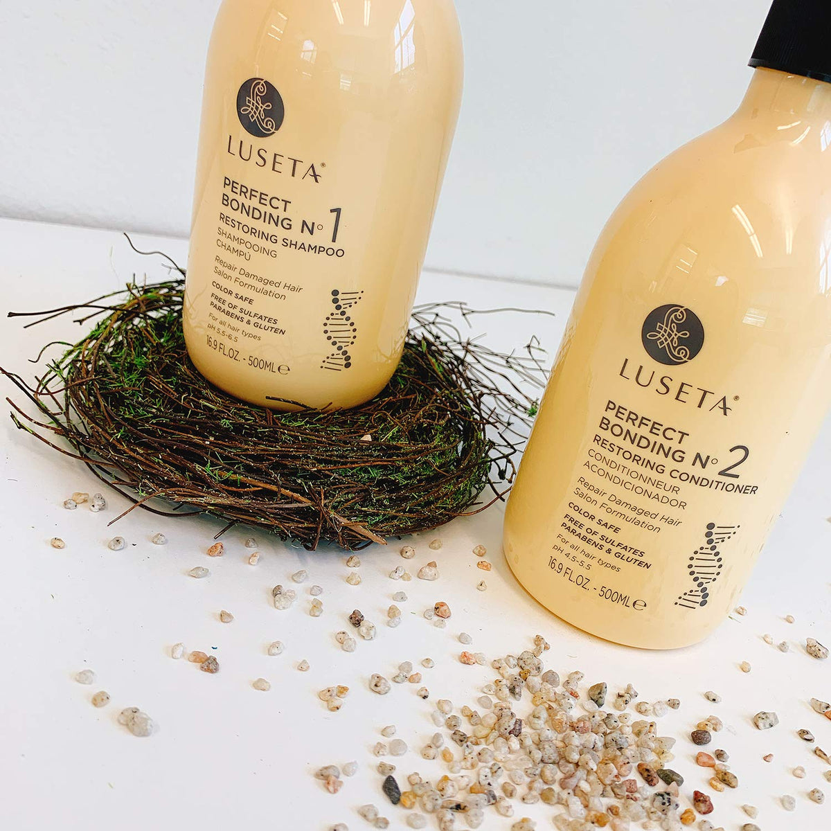 L LUSETA Perfect Bonding Conditioner being applied to hair