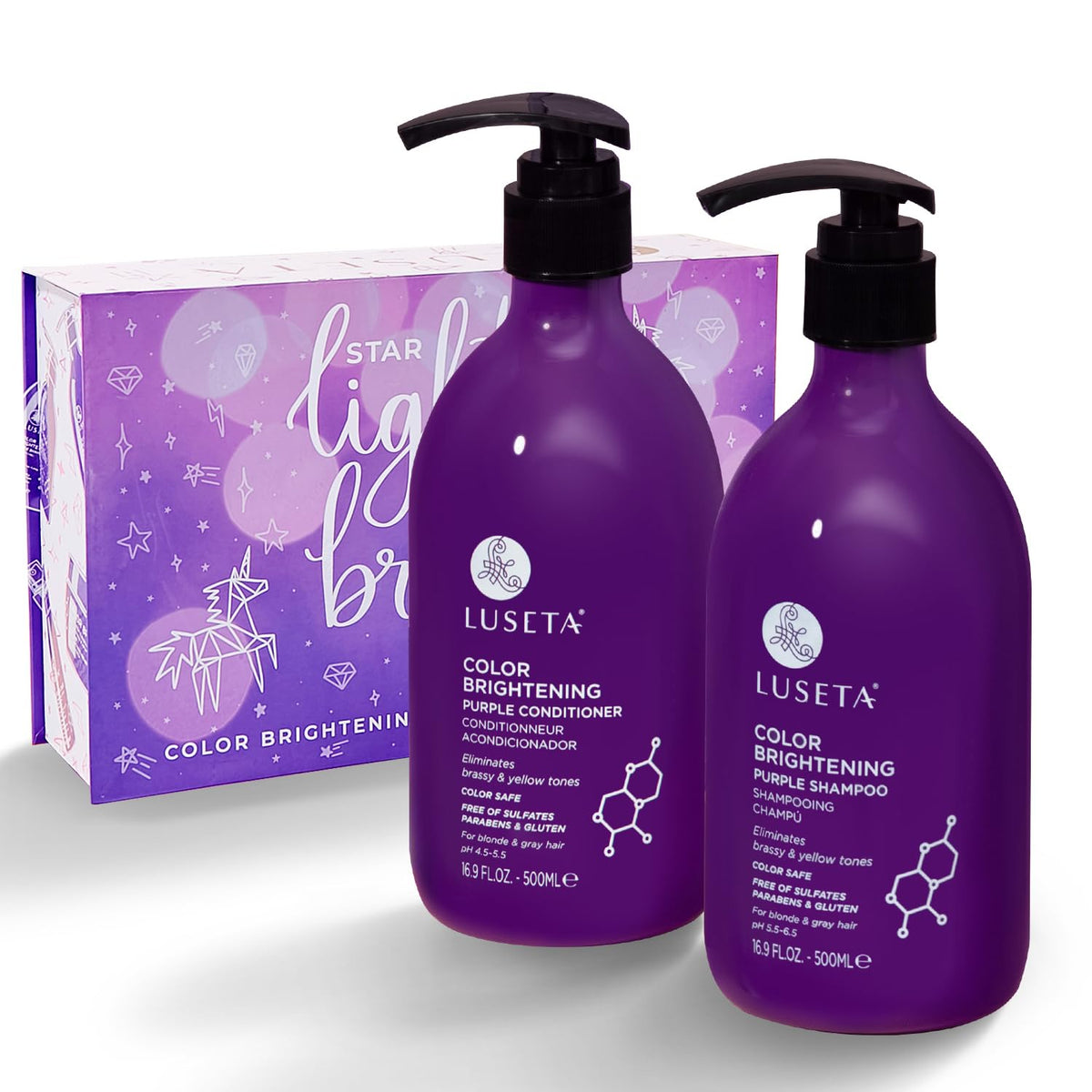 L LUSETA Purple Shampoo and Conditioner Set front view