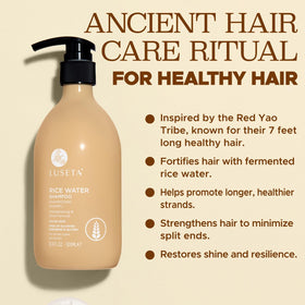 L LUSETA Rice Water Shampoo bottle side view