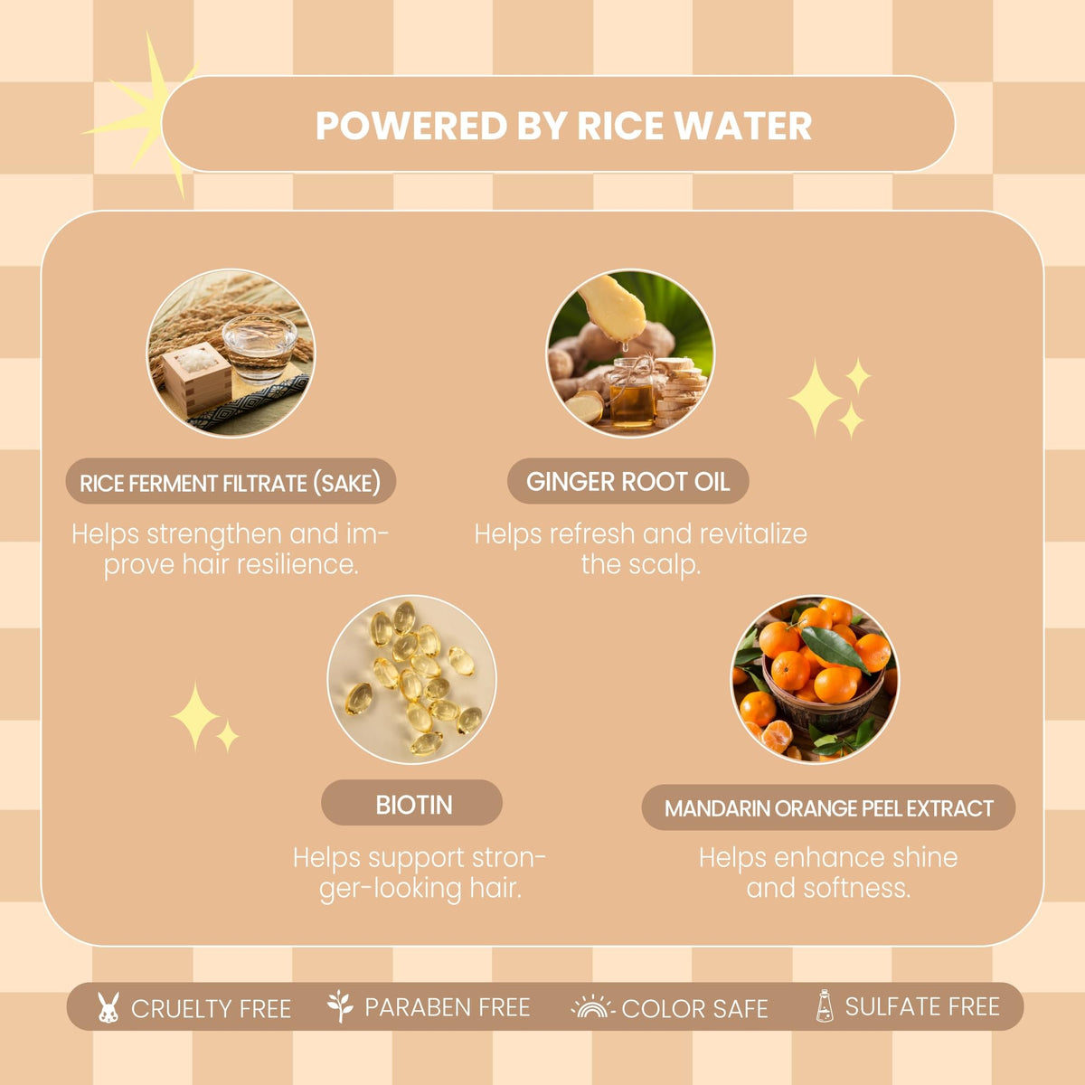 L LUSETA Rice Water Shampoo close-up of ingredients