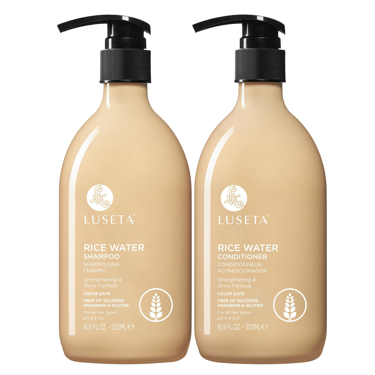 L LUSETA Rice Water Shampoo front view 16.9oz bottle