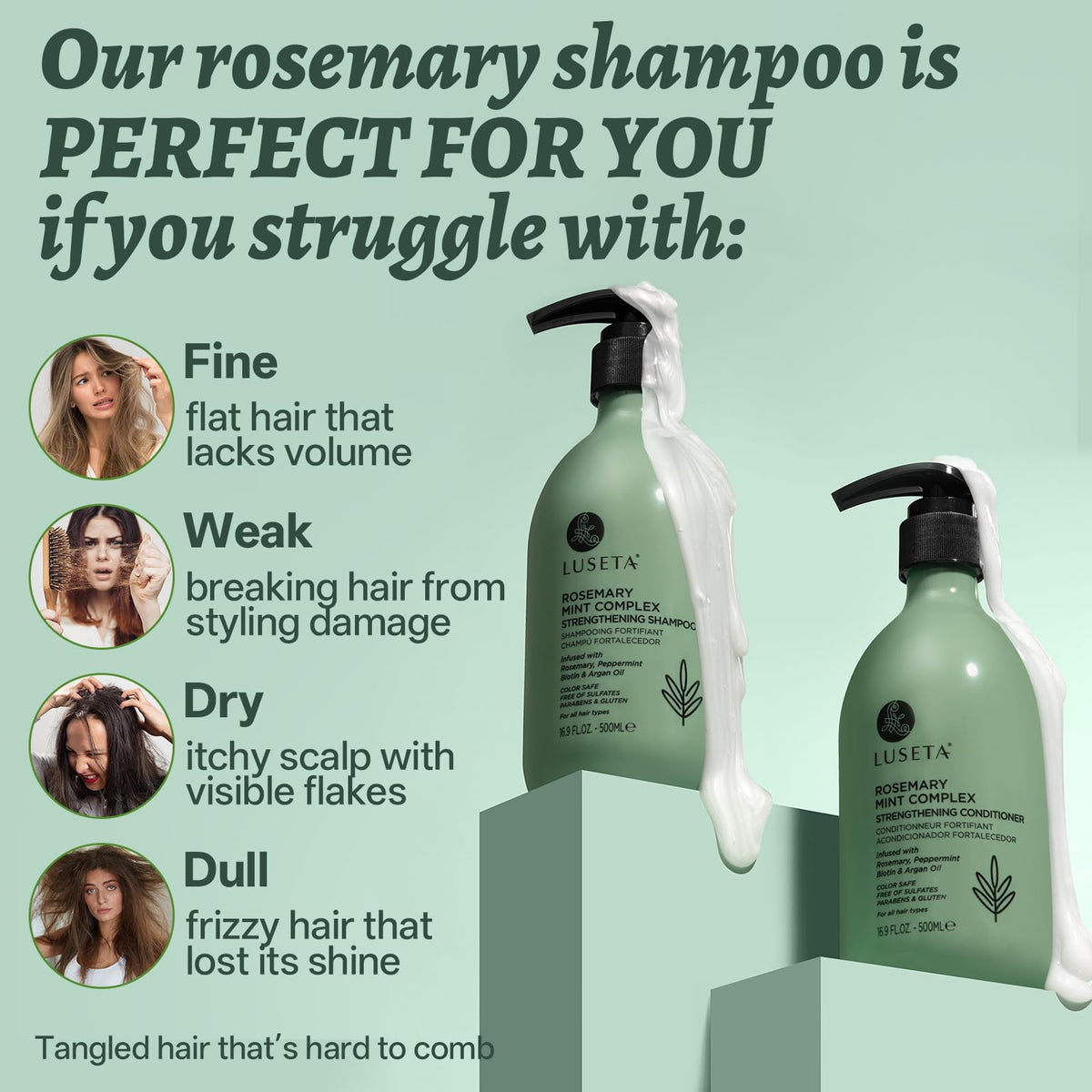 L LUSETA Rosemary Mint Conditioner bottle with mint leaves