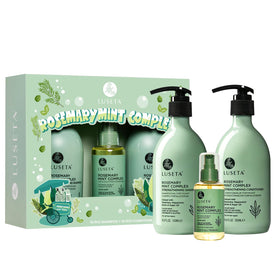 L LUSETA Rosemary Mint Hair Care Set including shampoo, conditioner, and hair oil