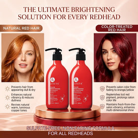 L LUSETA shampoo bottle with vibrant red colour
