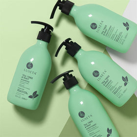 L LUSETA Tea Tree Mint Conditioner being applied to hair