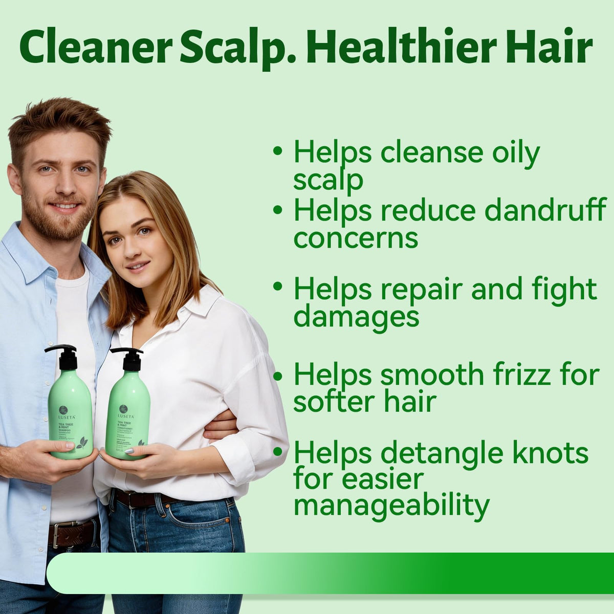 L LUSETA Tea Tree Mint Shampoo and Conditioner set packaging