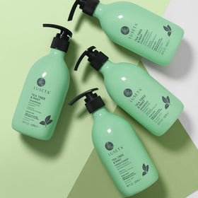 L LUSETA Tea Tree Mint Shampoo and Conditioner with fresh mint leaves