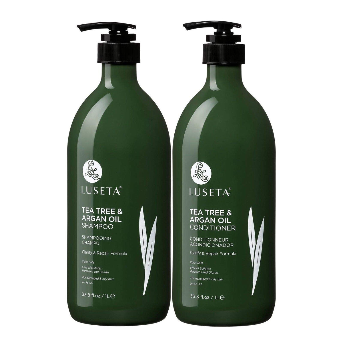 L LUSETA Tea Tree Oil Shampoo and Conditioner Set front view