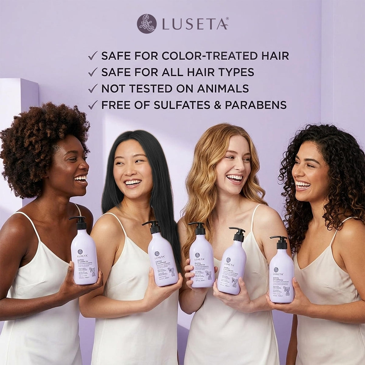 L LUSETA Thickening Shampoo and Conditioner Set with a towel