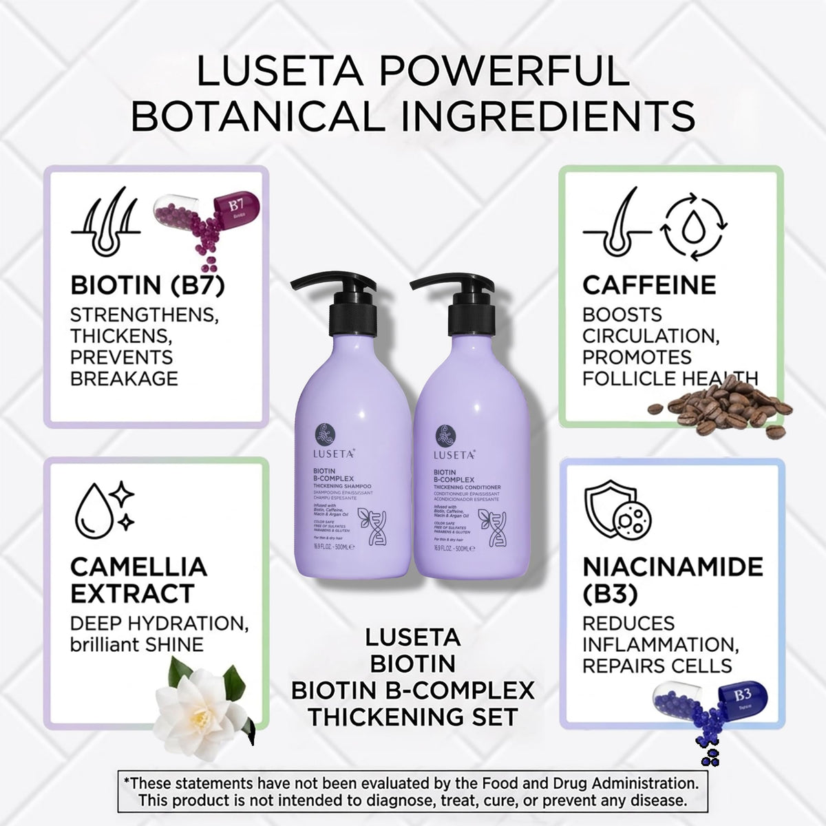 L LUSETA Thickening Shampoo and Conditioner Set with ingredients