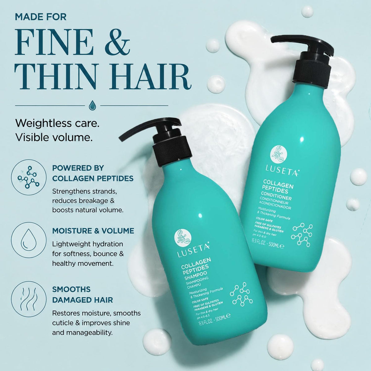 L LUSETA Thickening Shampoo lathering in hands