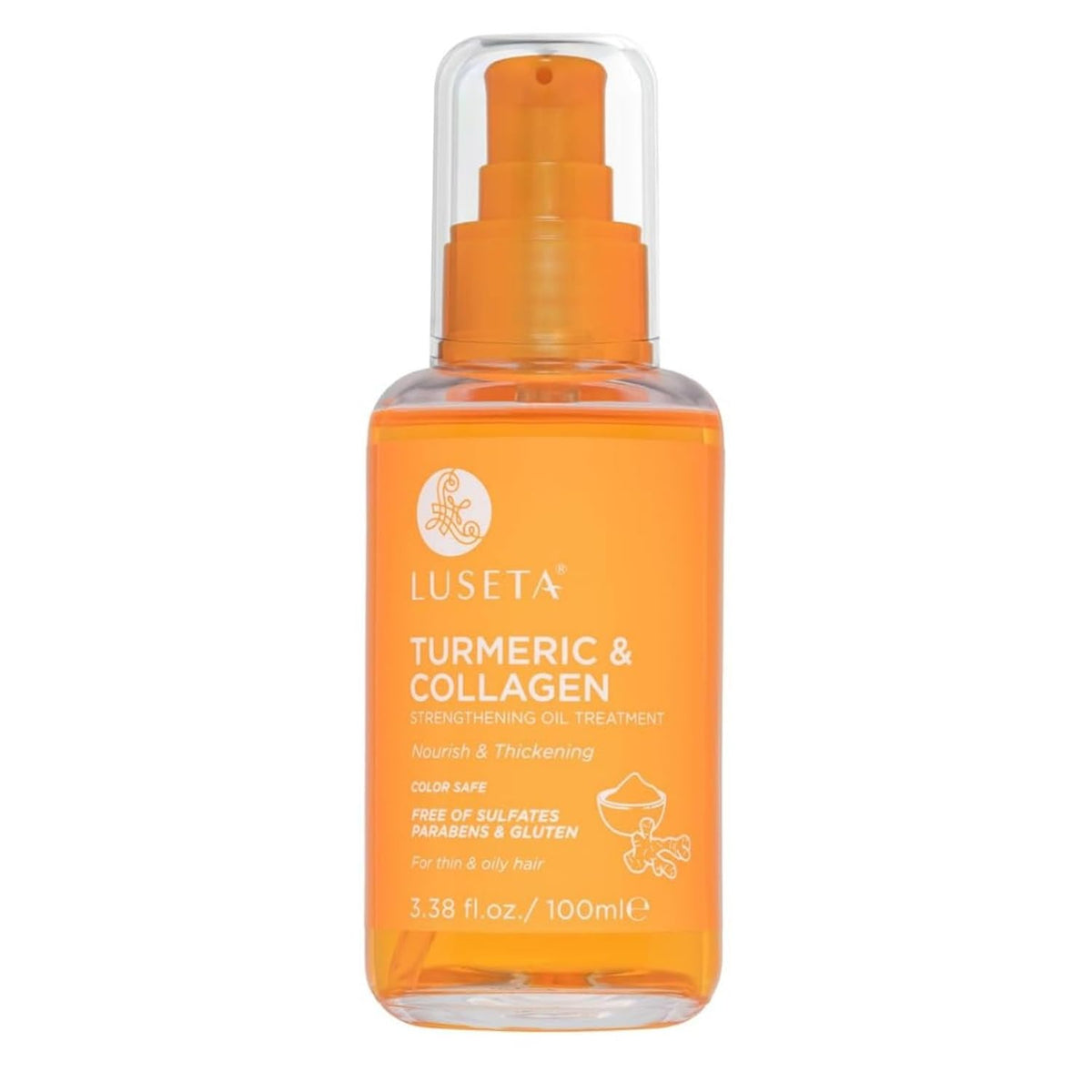 L LUSETA Turmeric Collagen Hair Serum 3.38 oz front view