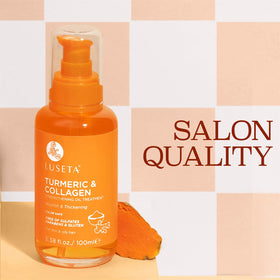 L LUSETA Turmeric Collagen Hair Serum application on hair