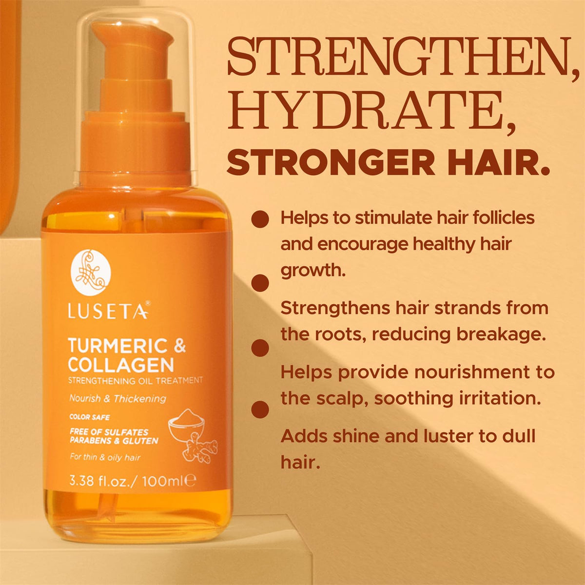 L LUSETA Turmeric Collagen Hair Serum ingredients list