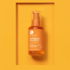 L LUSETA Turmeric Collagen Hair Serum with hair styling tools